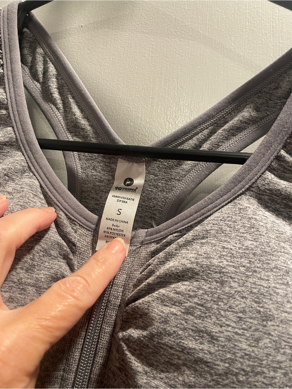 90 Degree 3-pack Front-Zip Support Tank Sports Bra white, gray, black size S - Picture 5 of 10